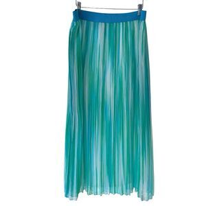 Ruby Rd Blue Pleated Elastic Waist Midi Skirt sz 16